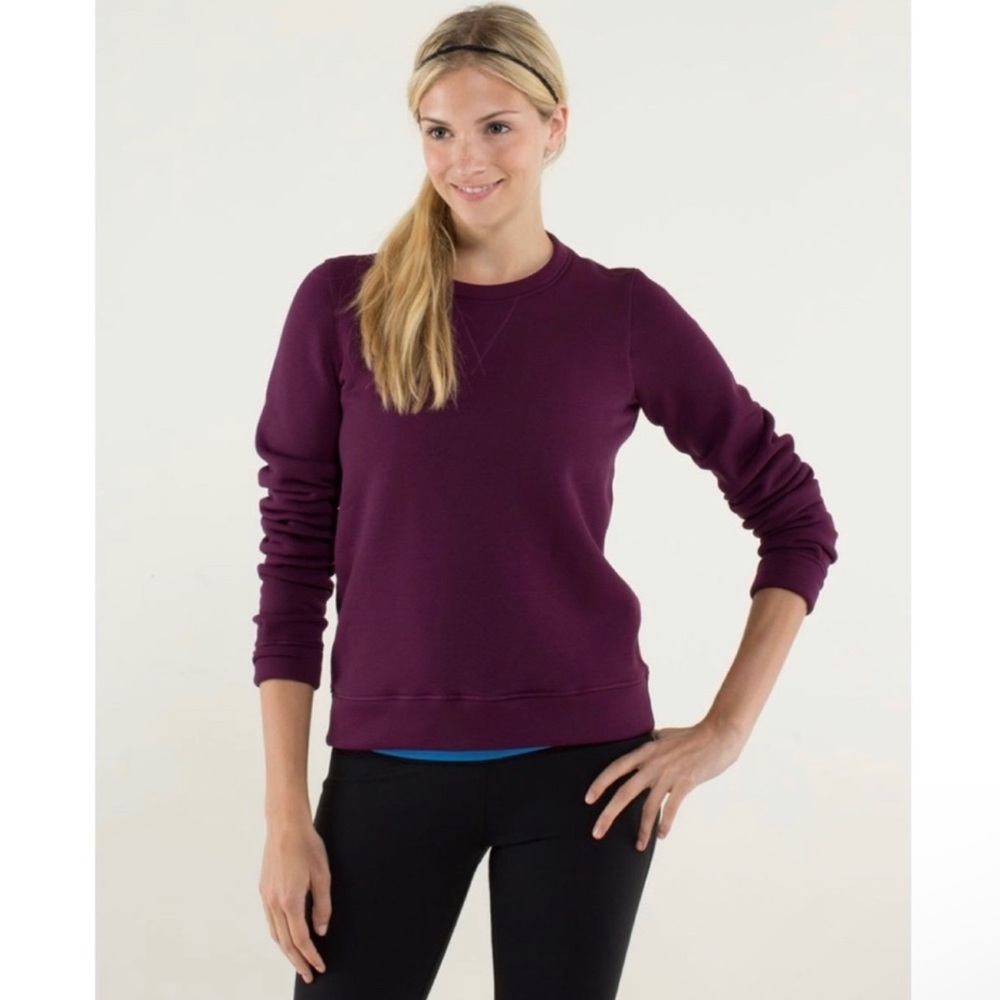 Lululemon Keep It Cozy Crew Neck Sweater Power Stretch Fleece Small Plum Purple